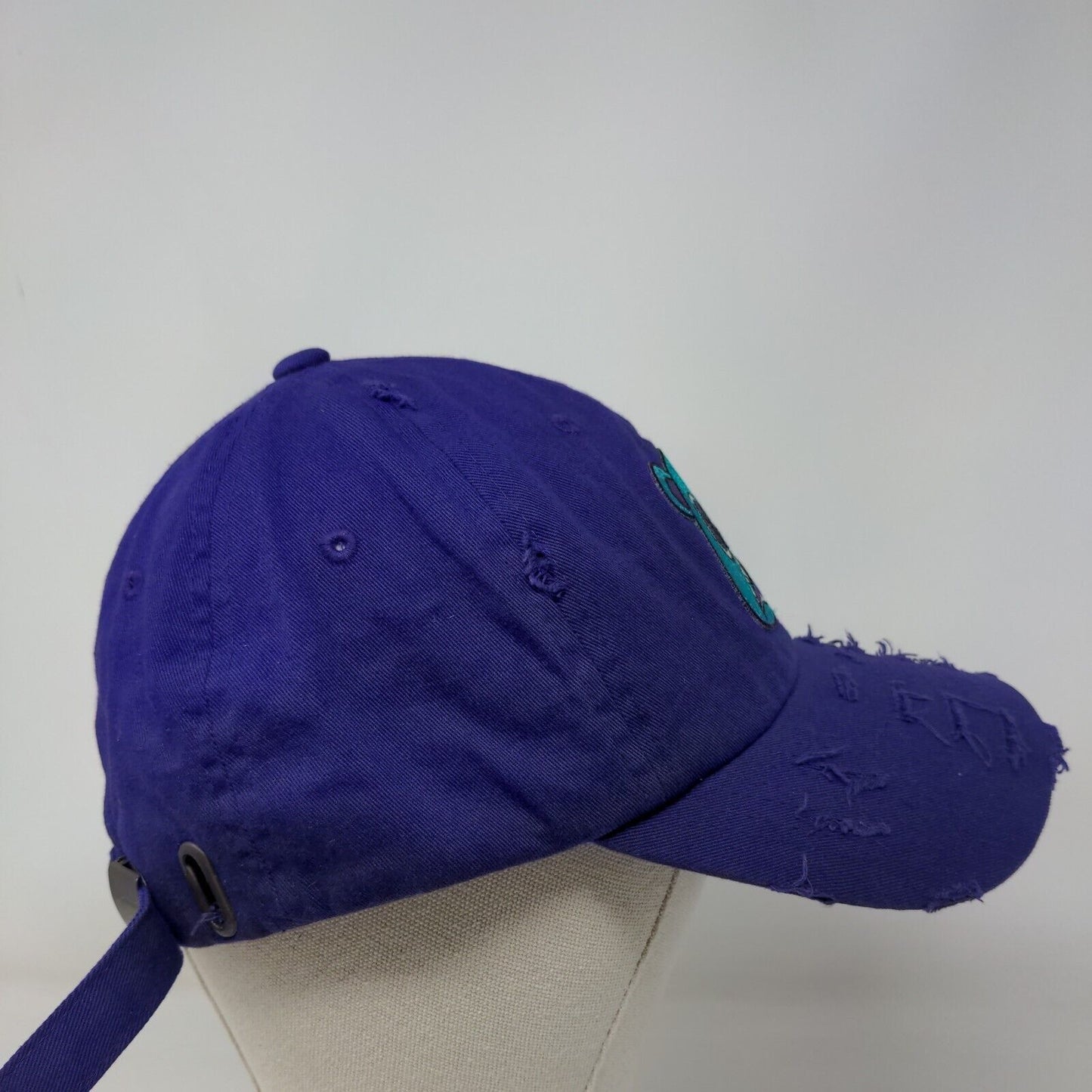 Baws Angry Crazy Blue Bear Slideback Hat Purple OSFA Embroidered Distressed