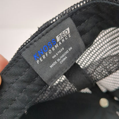 Knoss Performance Trucker Hat Black One Size Snapback 3D Puff Embroidery Mesh