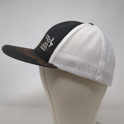 Beaver Head Fitted Mesh Back Trucker Hat Black L/XL Flexfit Colorblock