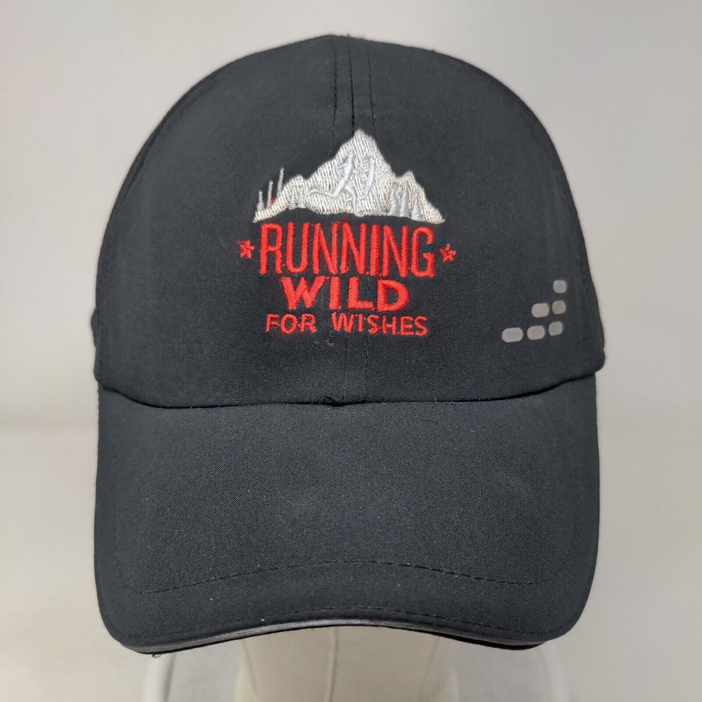 Running Wild For Wishes Strapback Hat Black One Size Mesh Embroidered