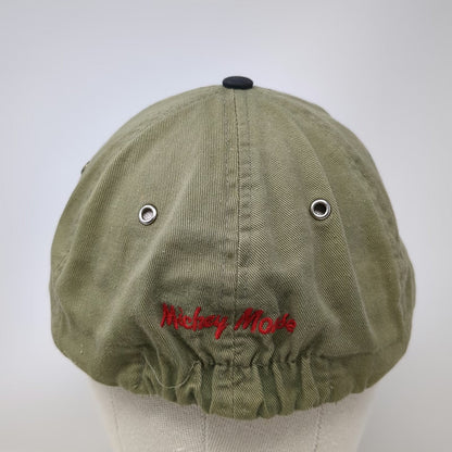 Baseball Cap Green Black Red One Size Mickey Mouse Embroidered Metal Eyelets Hat