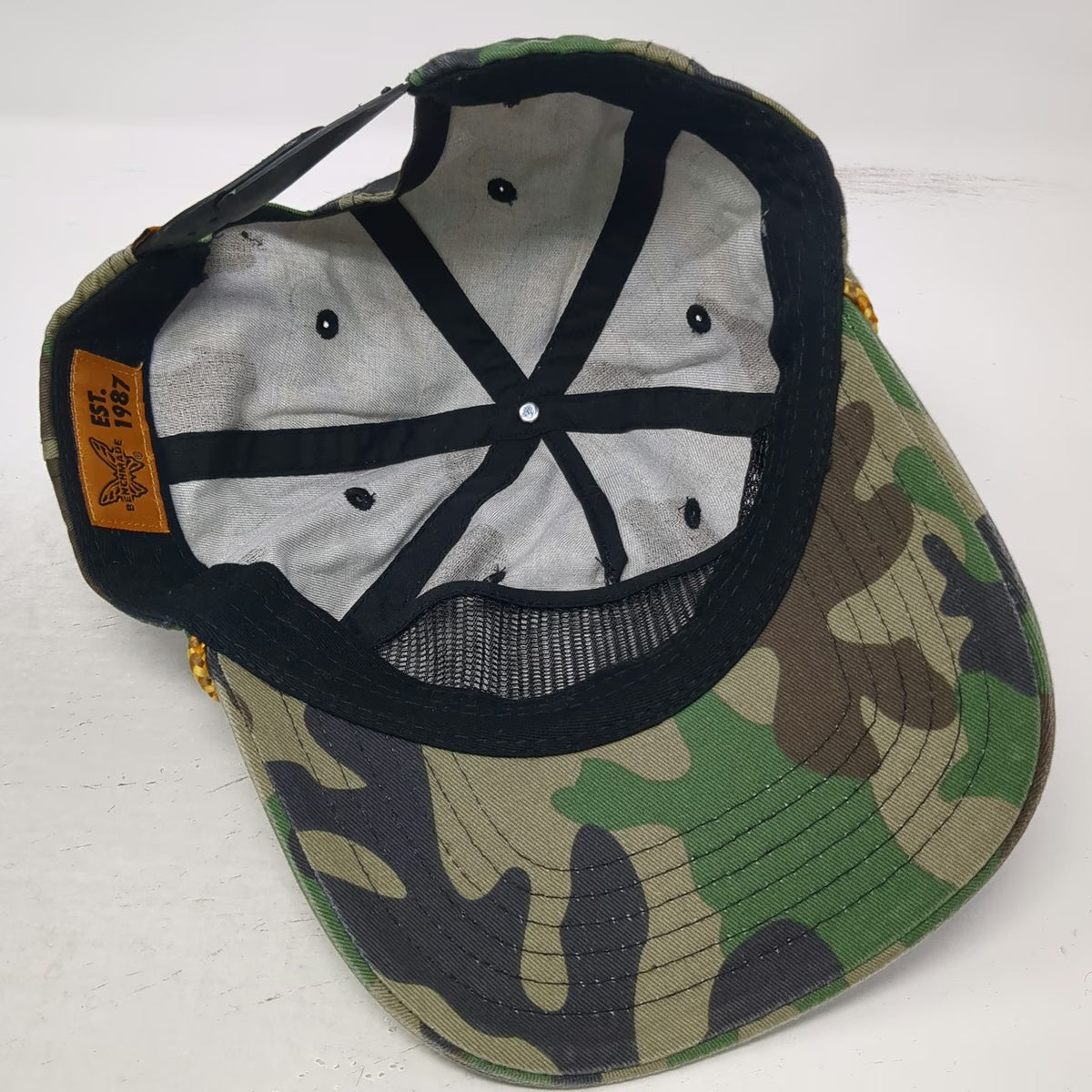 Benchmade 5 Panel Green One Size Hat Knife Company Gold Rope Snapback Camo