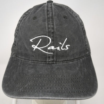 Rails Baseball Cap Gray One Size Script Logo Est 2009 Cotton Slideback Hat