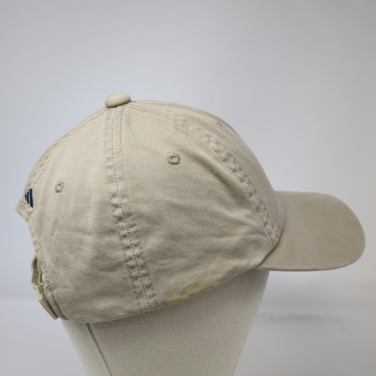Adidas Baseball Cap Beige One Size Cotton Tonal Brim Logo Adjustable Strap Hat