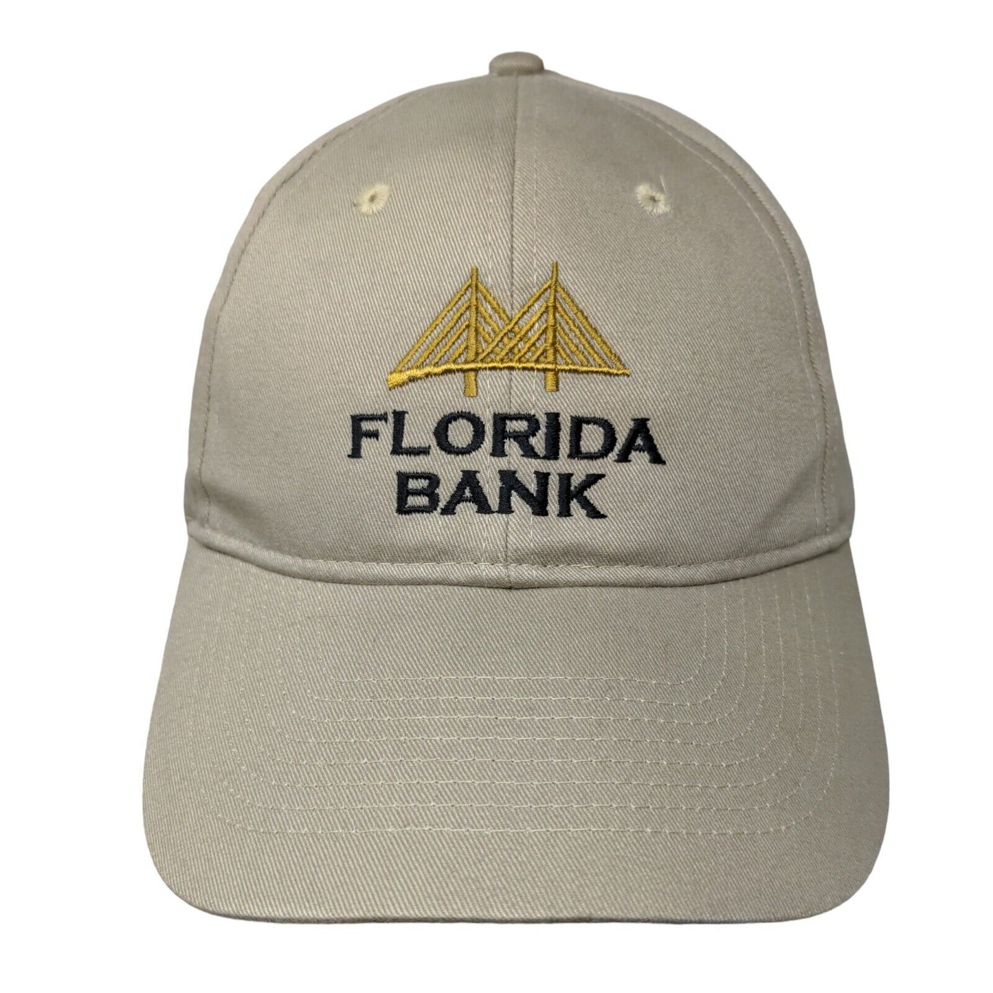 Florida Bank Strapback Hat Tan OSFA Adjustable Embroidered 6 Panel KC