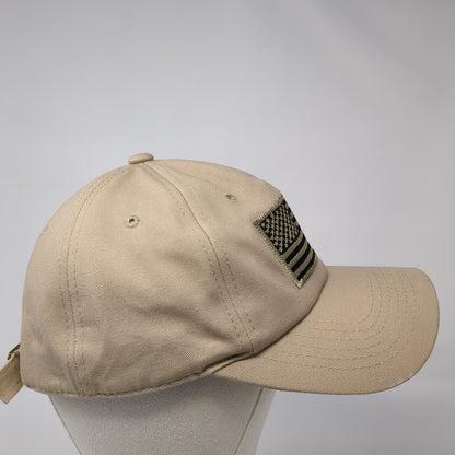 American Flag Slideback Hat Tan One Size Adjustable Embroidered Patriotic IIN