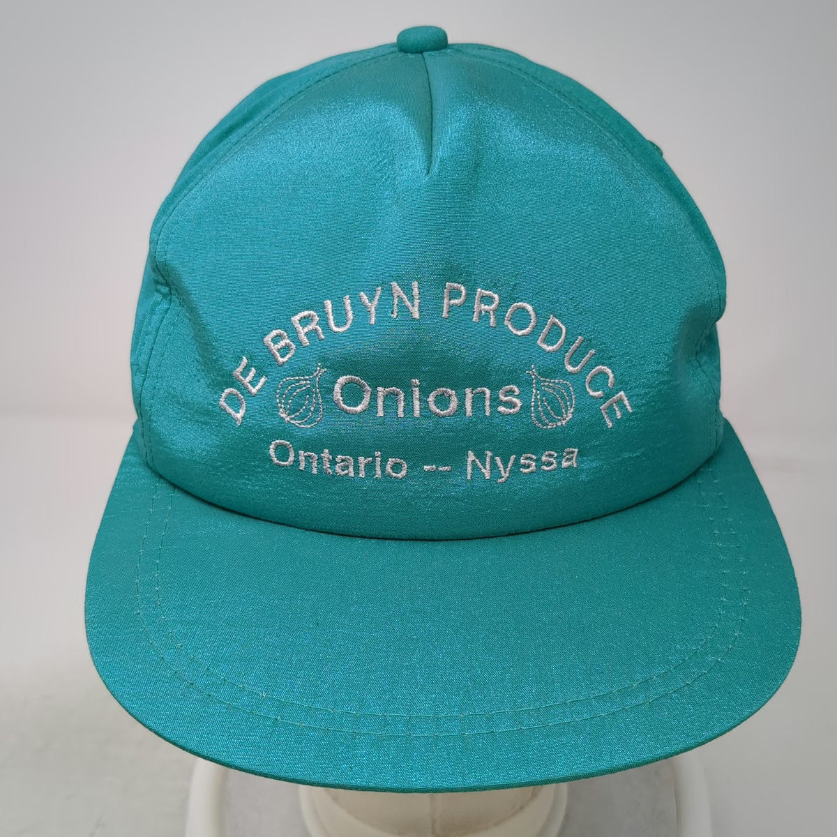 De Bruyn Produce Onions Hat Trucker Blue One Size Snapback Ontario Nyssa Satin