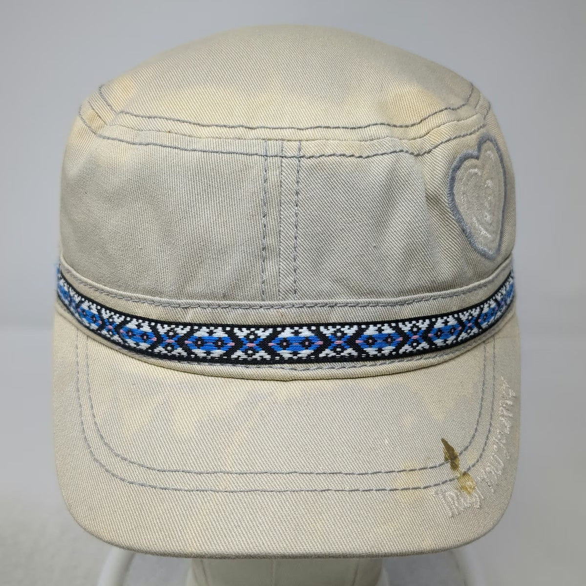 Trust Your Journey Army Cap Beige One Size Picasso Quote Heart Patterned Hat