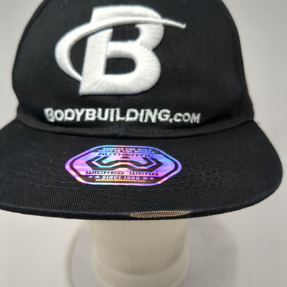 Bodybuilding.com Snapback Hat Black One Size Adjustable Embroidered