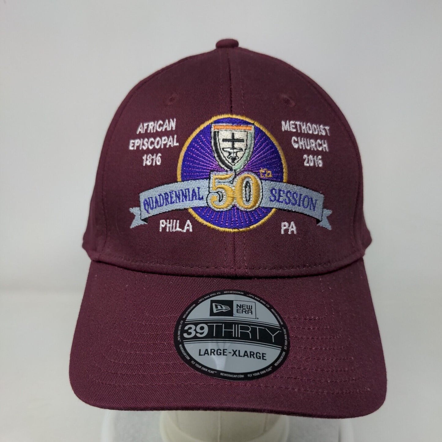 50th Quadrennial Session Fitted Hat Red Burgundy L/XL 6 Panel 39Thirty New Era