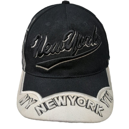 Black Baseball Cap One Size Embroidered New York City Contrast Brim Script Hat