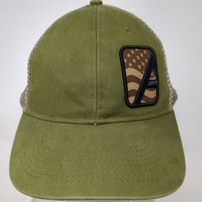 Alpha Outpost Trucker Hat Green One Size Mesh Back American Flag Patch Snapback