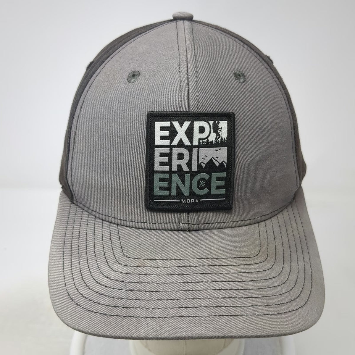 Richardson Snapback Hat Gray One Size Experience More Hiking Mountain Patch