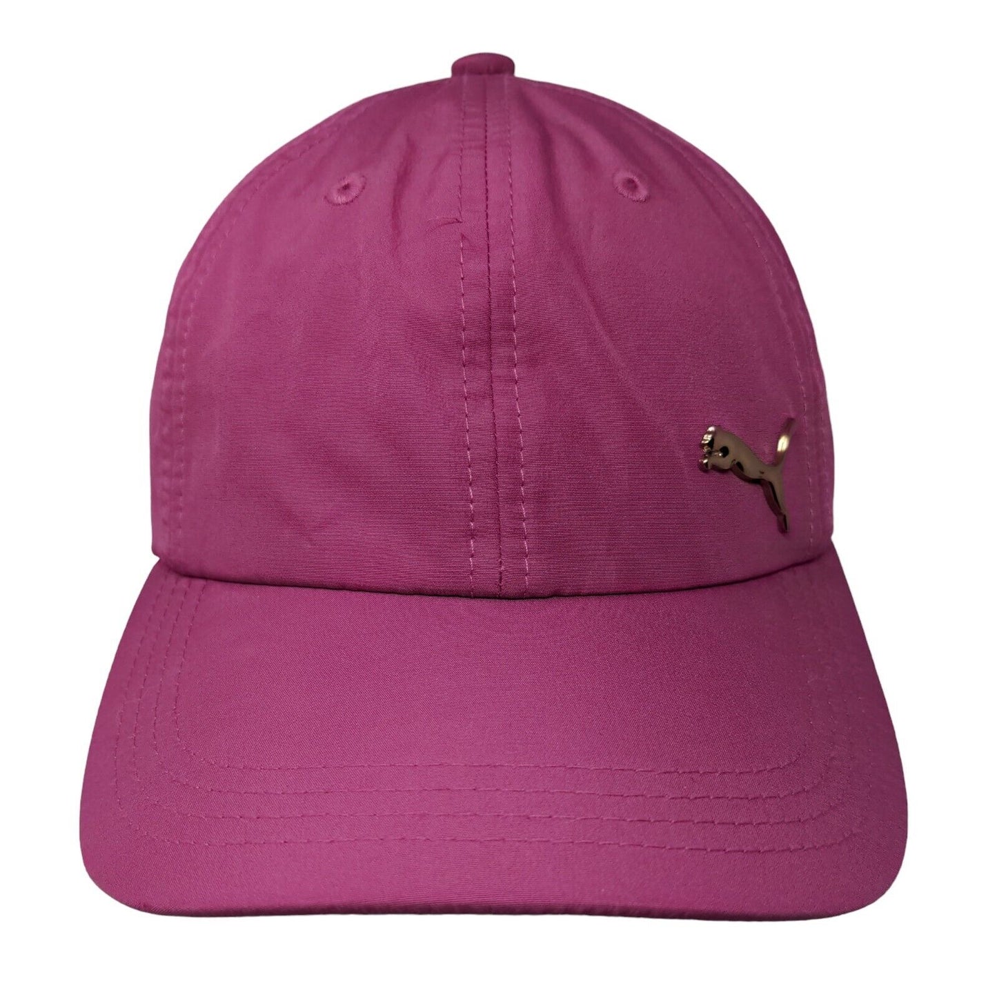 PUMA Gold Metal Cat Slideback Hat Pink OSFA Adjustable Solid 6 Panel