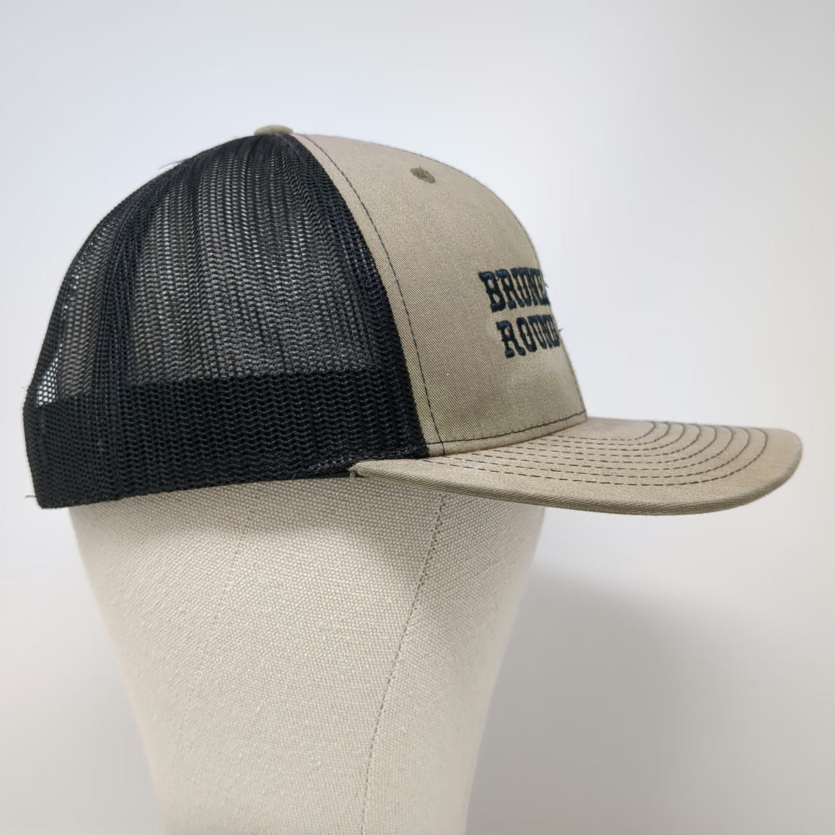 Richardson Trucker Hat Beige One Size Mesh Back Snapback Bucking Bronco Hat