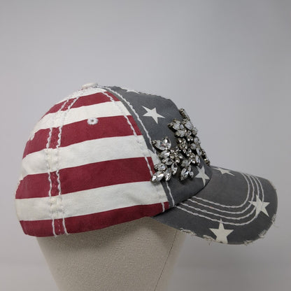 American Flag Bling Snapback Hat Multi One Size Adjustable Embellished