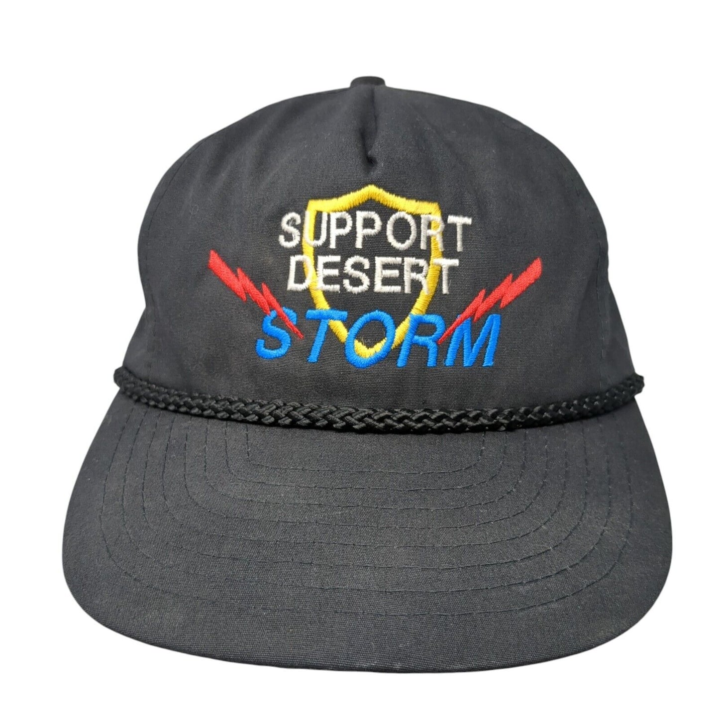 Support Desert Storm Strapback Rope Hat Black One Size Adjustable