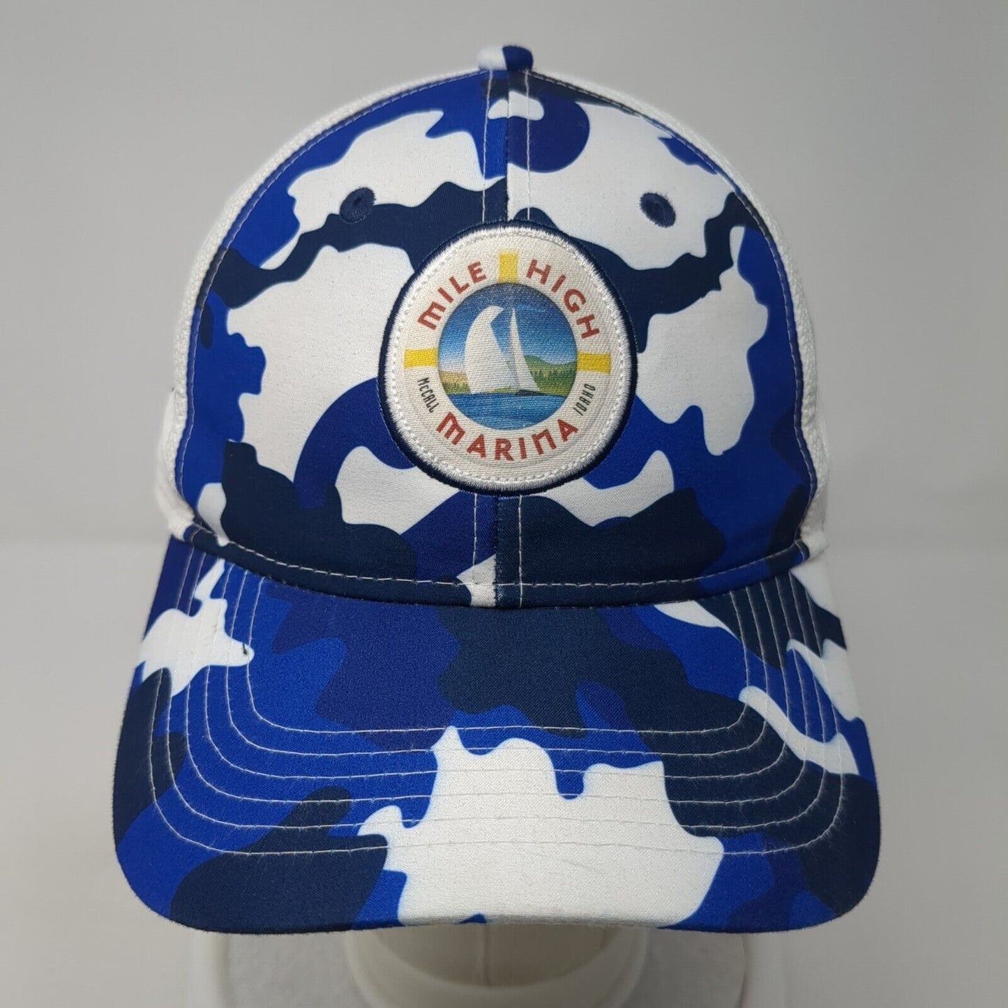 Mile High Marina Patch Strapback Hat Camouflage One Size Mid Fit Ahead