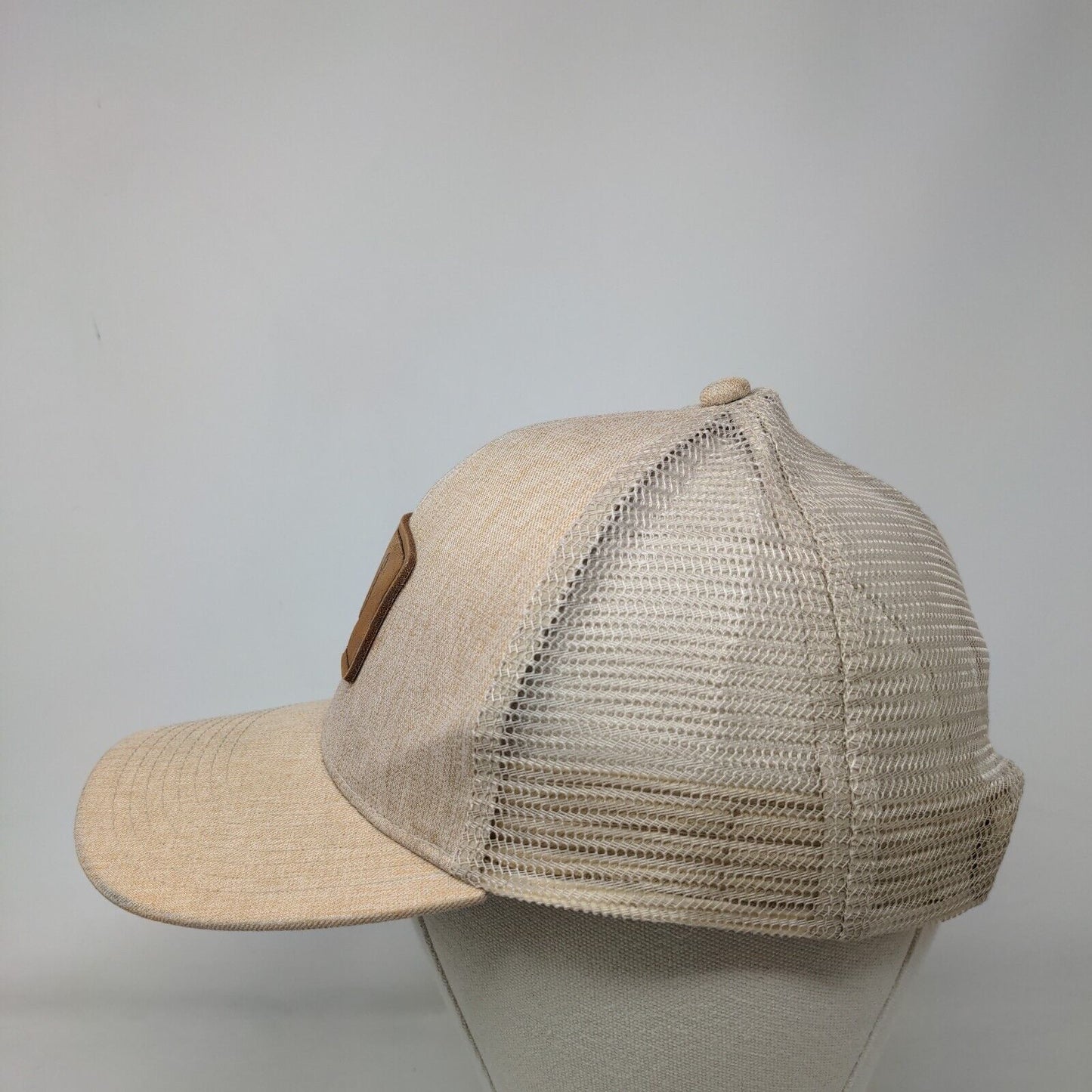 Avid Snapback Trucker Hat Tan OSFM Adjustable Mesh Back 6 Panel Polyester