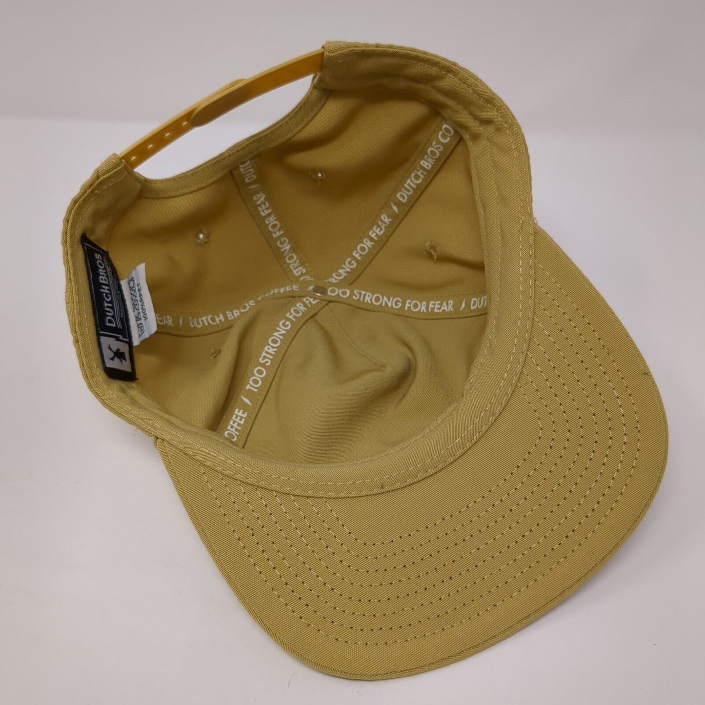 DB Dutch Bros 92 Snapback Hat Tan One Size Adjustable Embroidered Vented Holes