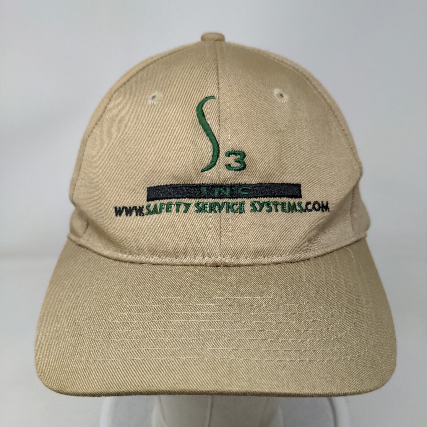 Safety Service Systems Strapback Hat Tan Adjustable Embroidered Logo 100% Cotton