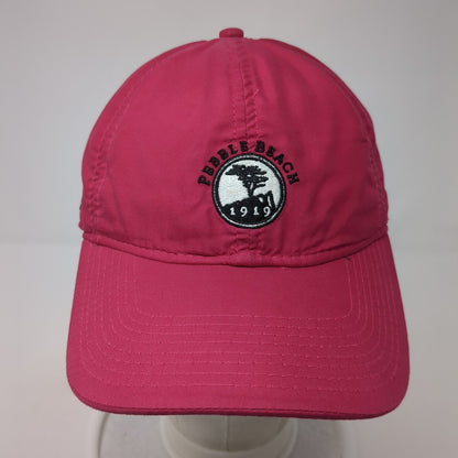 Pebble Beach Strapback Hat Pink 56cm Adjustable Embroidered 6 Panel