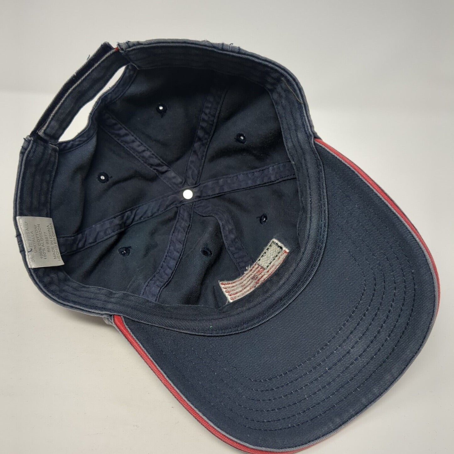 USA American Flag Strapback Hat Blue One Size Adjustable Vent Holes