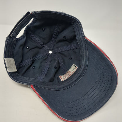 USA American Flag Strapback Hat Blue One Size Adjustable Vent Holes