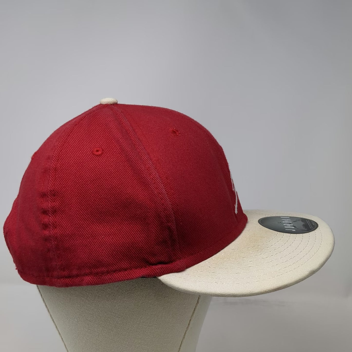 Jordan Snapback Red One Size Hat Jumpman Logo Embroidered Cotton White Flat Brim
