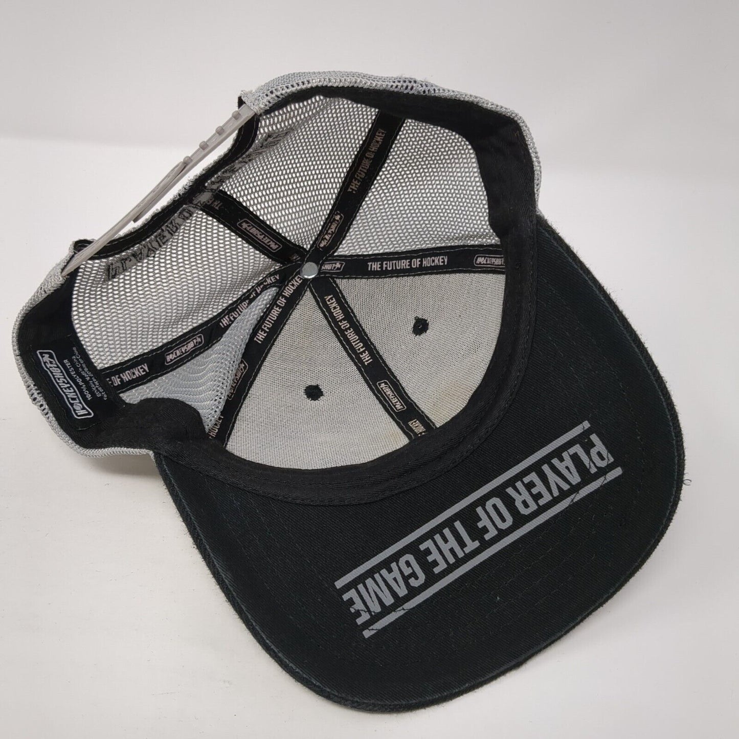 Hockey Shot Snapback Mesh Back Trucker Hat Black One Size Embroidered