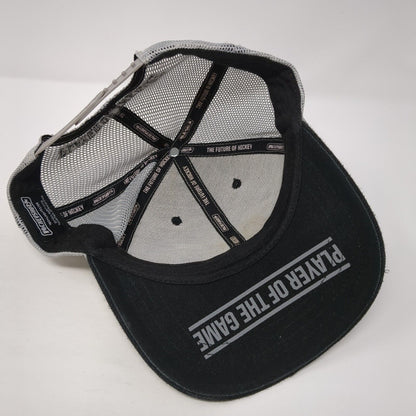 Hockey Shot Snapback Mesh Back Trucker Hat Black One Size Embroidered