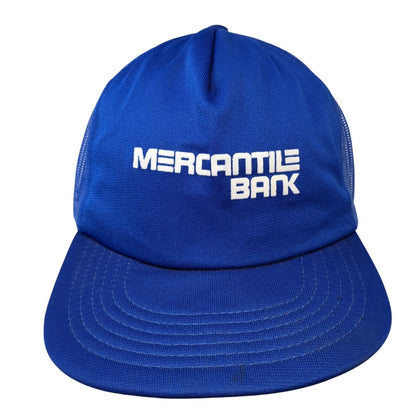Mercantile Bank Snapback Trucker Hat Blue 6 7/8-7 5/8 Mesh Back Outdoor