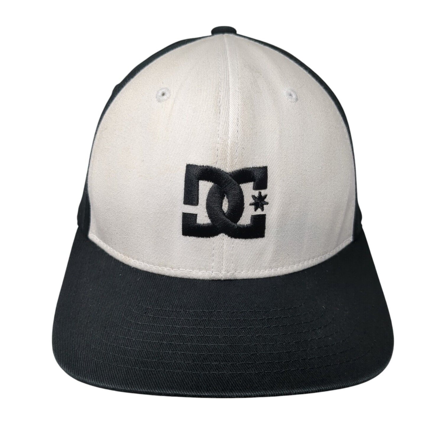DC Fitted Hat Black OSFA L/XL Embroidered Vented Holes 6 Panel Flexfit