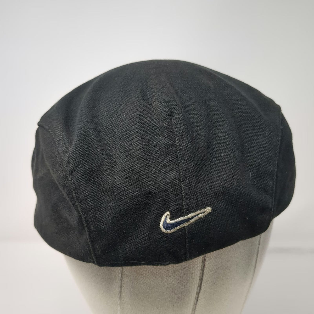 Nike Newsboy Cap Black XL Cotton Hat Back Swoosh Satin Lined Flat Driver Golf