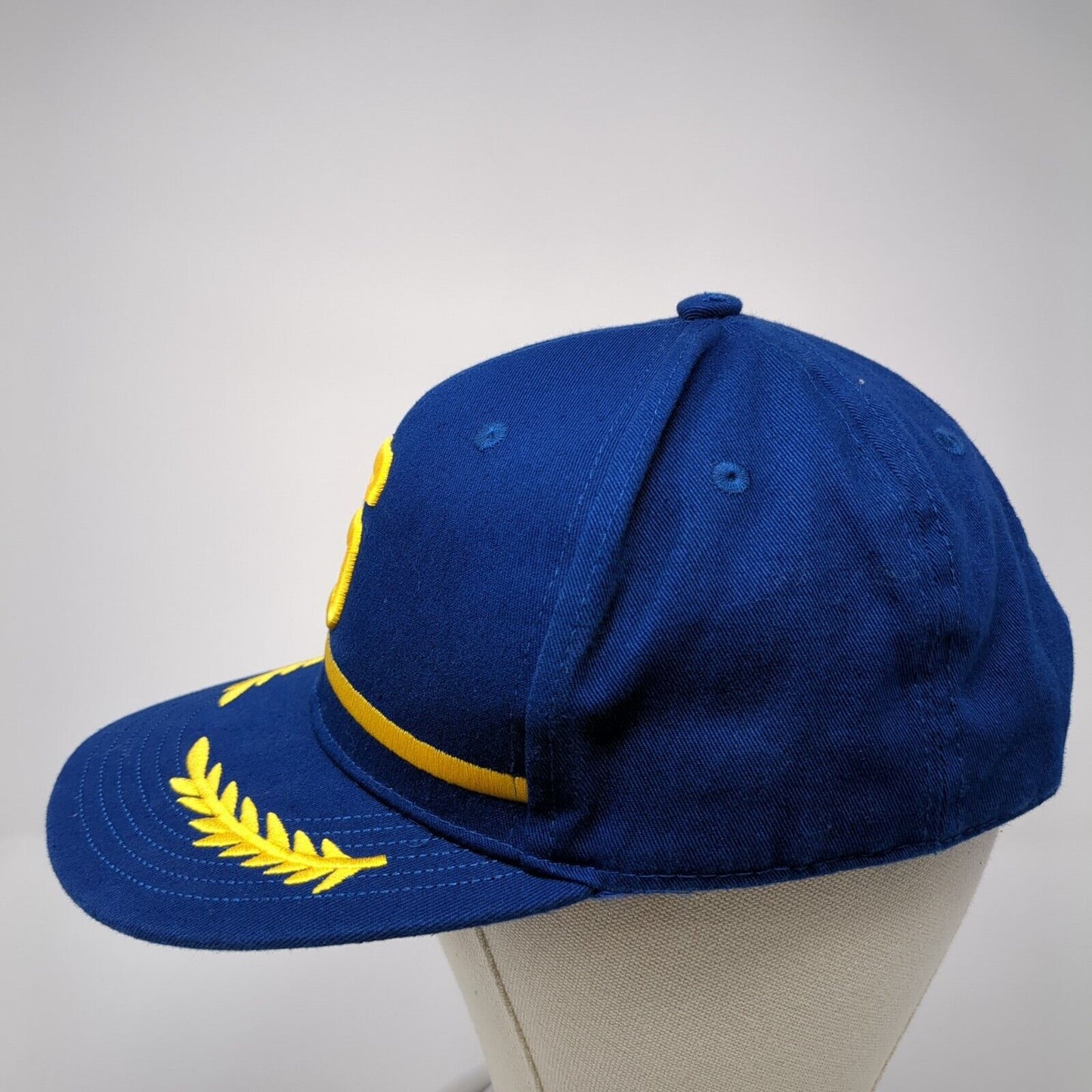 Letter S Snapback Hat Blue One Size Solid Alaska Airlines Embroidered