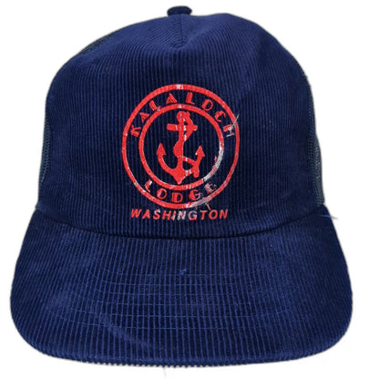 Sam Jung Trucker Hat Blue One Size Kalaloch Lodge Washington Corduroy Anchor