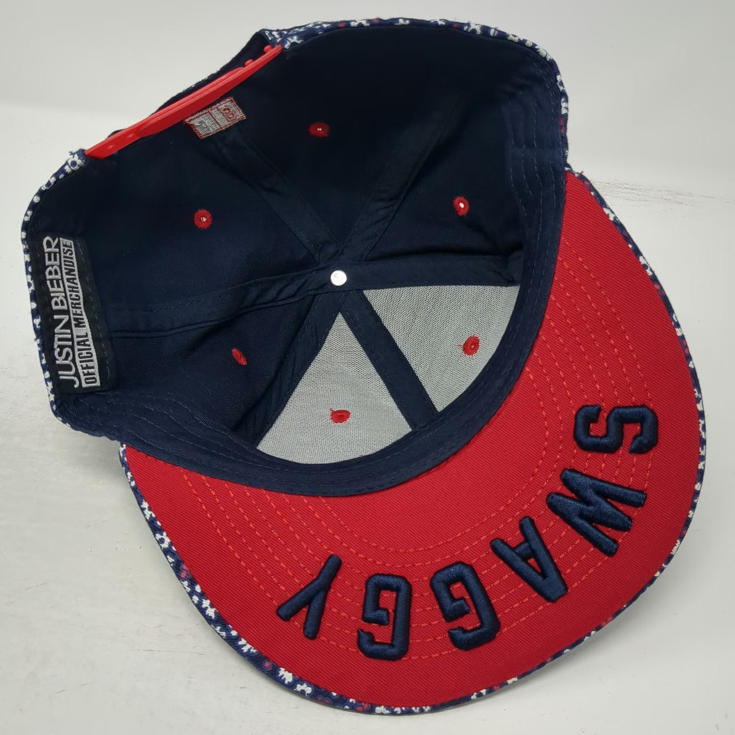 Justin Bieber Snapback Blue White Red OS Floral Swaggy Print Patch Logo Hat