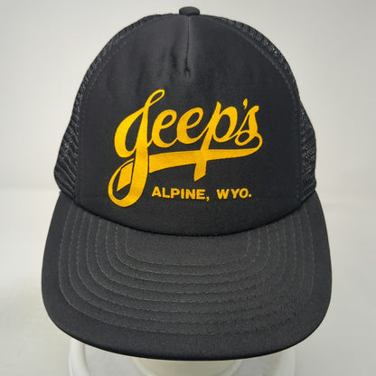 Sportcap Trucker Hat Black One Size Jeeps Alpine Wyoming Script Mesh Snapback