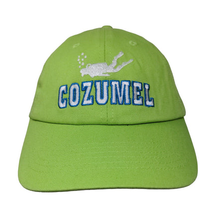 Cozumel Strapback Scuba Hat Green One Size Adjustable Embroidered Vented Holes