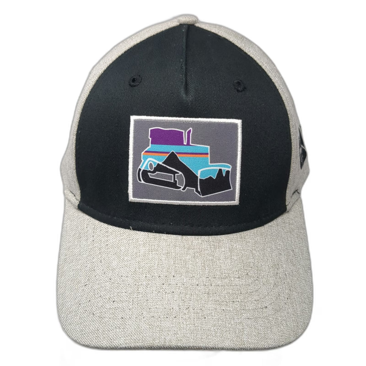 Caterpillar 5 Panel Gray One Size Snapback Bulldozer Graphic Patch Hat