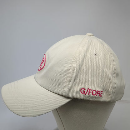 G/FORE Snapback Hat Beige One Size Pink Logo Nylon Golf Sport Cap Adjustable