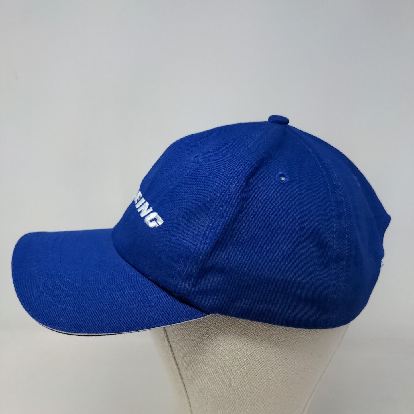 Boeing Men's Slideback Hat Blue Adjustable Embroidered Logo Cotton