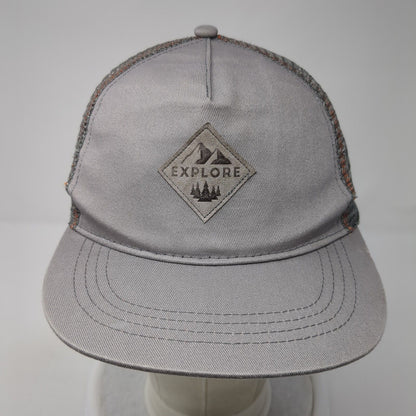Explore Patch Snapback Mesh Back Trucker Hat Gray One Size Adjustable