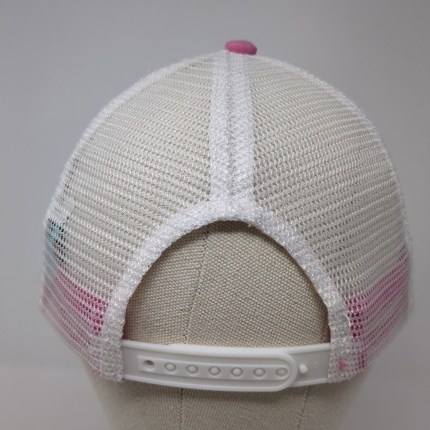 Happy Camper Snapback Trucker Hat Pink One Size Adjustable Mesh Back WB