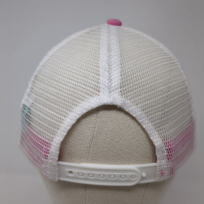 Happy Camper Snapback Trucker Hat Pink One Size Adjustable Mesh Back WB