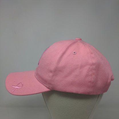 Breast Cancer Awareness Ribbon Strapback Hat Pink OSFA Embroidered