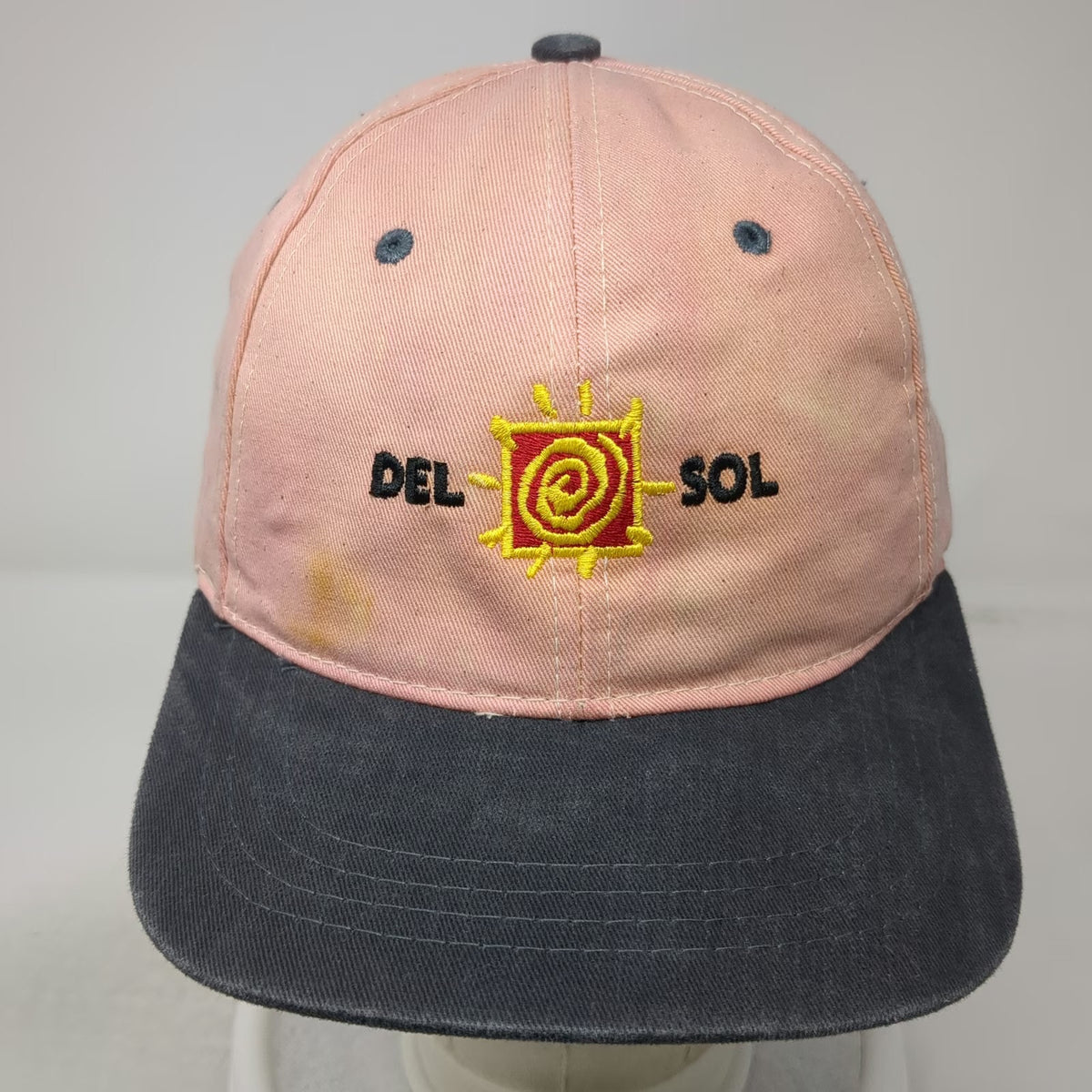 Del Sol Baseball Cap Pink Gray One Size Sun Logo Slideback Two Tone Contrast Hat