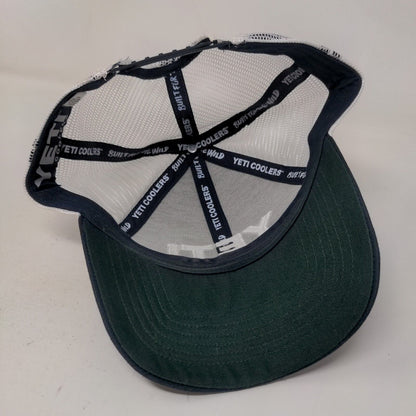 Yeti Coolers Men's Snapback Mesh Back Hat Blue White Embroidered Logo