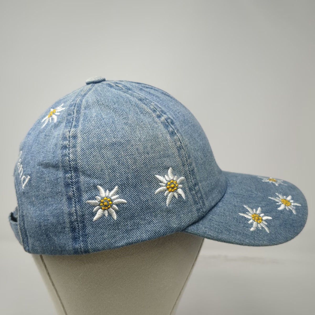 Cotter Baseball Cap Blue One Size Denim Edelweiss Floral Switzerland Hat Flower