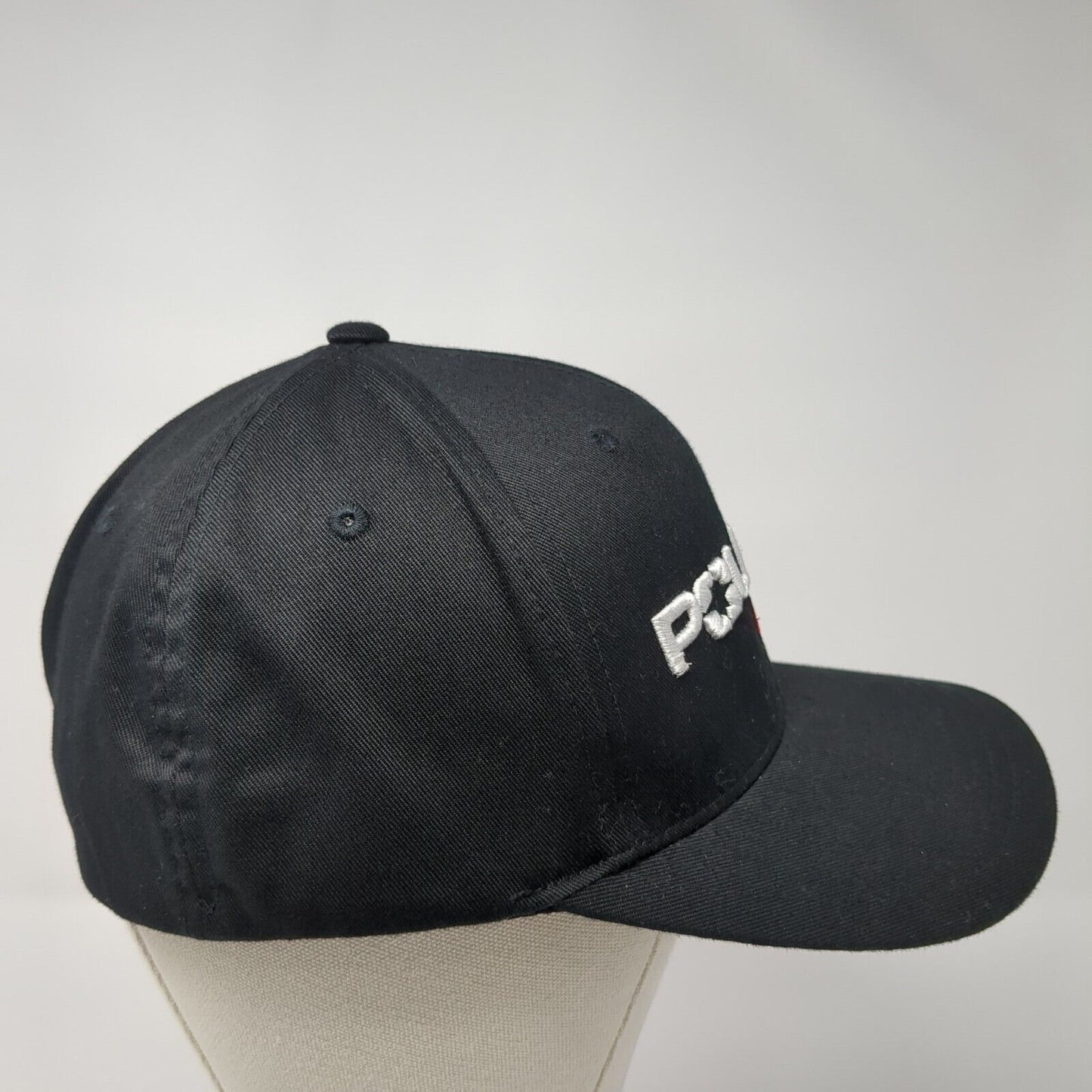Polaris Racing Fitted Hat Black L/XL Embroidered Vented Holes 6 Panel Flexfit
